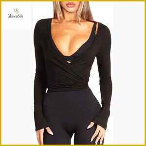 Long Sleeve Wrap Tie Front Cardigan for Yoga Pilates Workout Gym